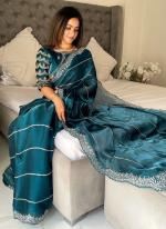 Pure Jimmy Choo Silk Sky Blue Festival Wear Sequins Work Saree